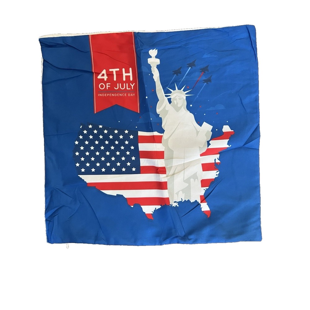 4Th of July Pillow Covers 18X18 Inch,Set of 4 Patriotic Red White Blue Summer - Picture 5 of 5